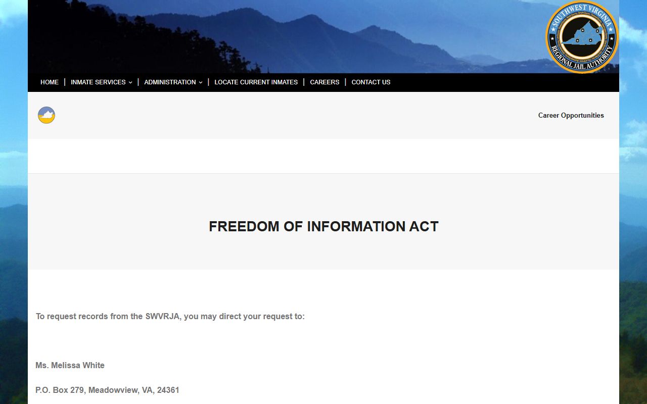 Dickenson County booking photo request SWVRJA FOIA page